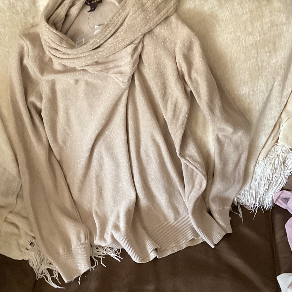 Dana Buchman Beige Cowl Neck Sweater
